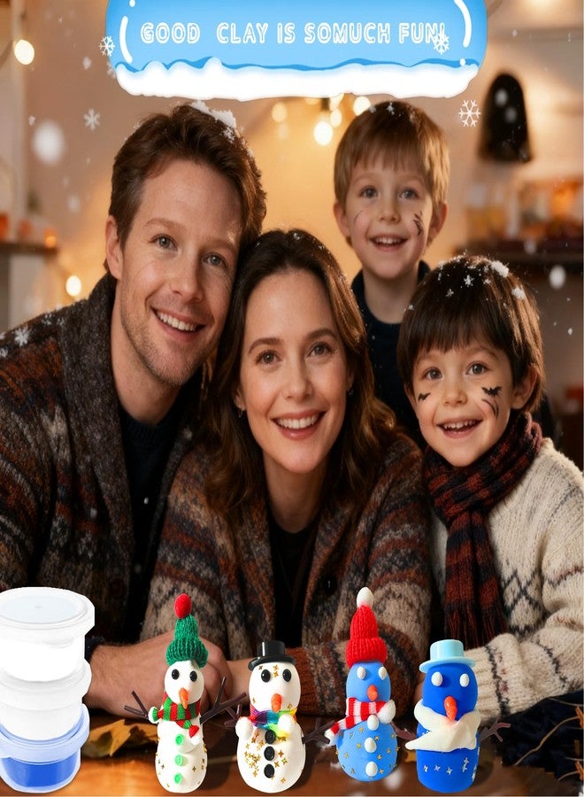 ام ال او ال ام مجموعة بناء رجل الثلج من MLOLM (٦ قطع) - مجموعة صنع رجل الثلج من الصلصال، مع صلصال يجف في الهواء، مثالية لحشو جوارب عيد الميلاد وصنع الحرف اليدوية للعطلات، هدية شتوية إبداعية لعيد الميلاد - Image 3